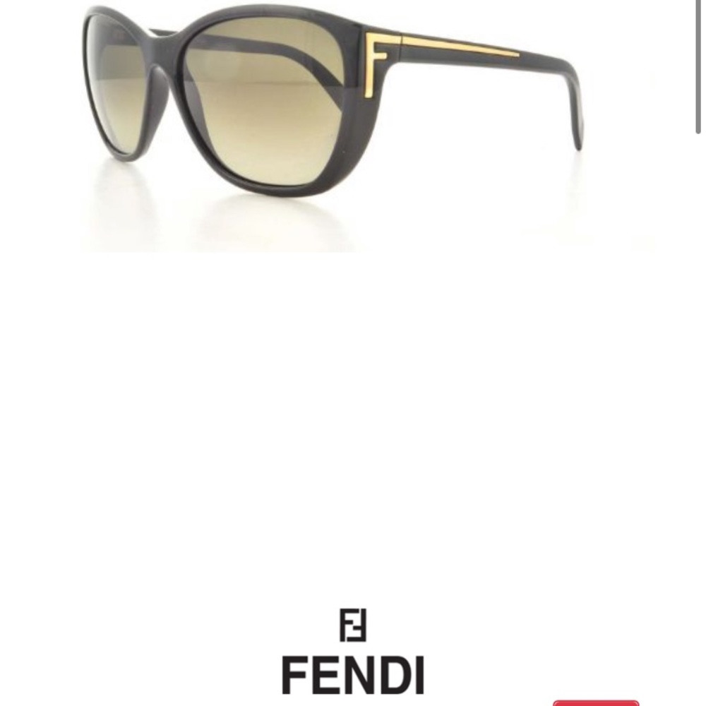 Fendi women’s FS5219 Classic Black F Logo Round Cat Eye Sunglasses w Orig. Case